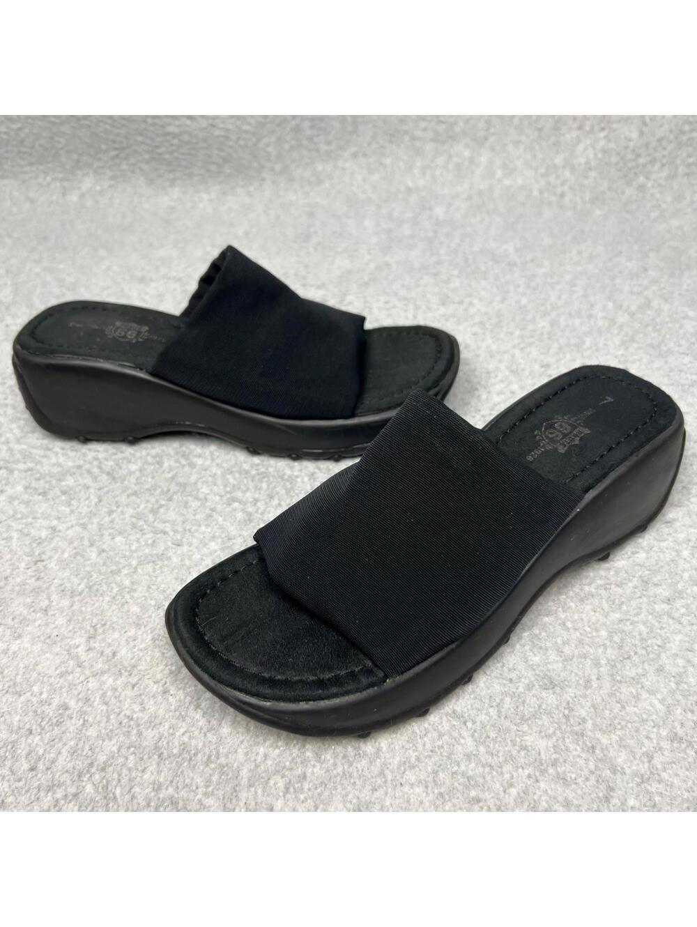 Vintage Y2K Route 66 Chunky Slip On Knit Slide Womens Sandals Size 7 Wedge 90s